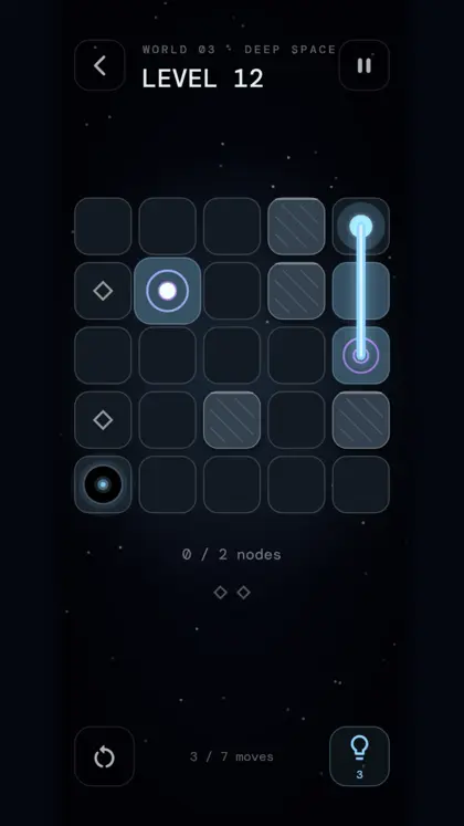 Level 12 in the Deep Space world, where portals carry the line across the board