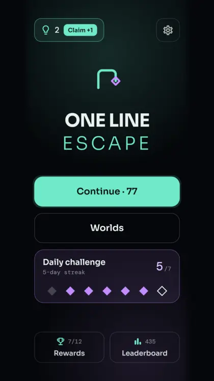 One Line Escape home screen with the daily challenge and its streak